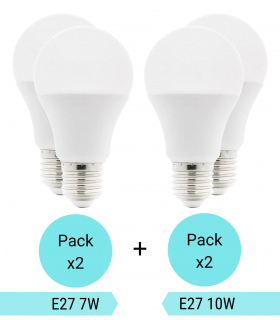 Pack 2 Bombillas WiFi E27 7W + 2 Bombillas WiFi E27 10W