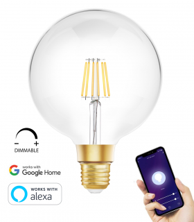 Lâmpada WiFi LED Filamento G125 E27 8W