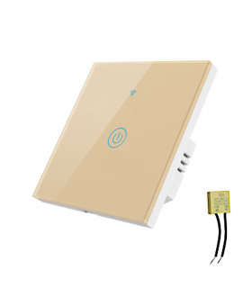 Interruptor Inteligente WiFi Sem neutro Tátil Simples Dourado