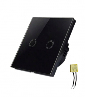 Interruptor Inteligente WiFi Sin Neutro Táctil Doble Negro