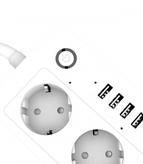 Extensão Inteligente WiFi 4 Tomadas e 4 Portas USB Carga Rápida
