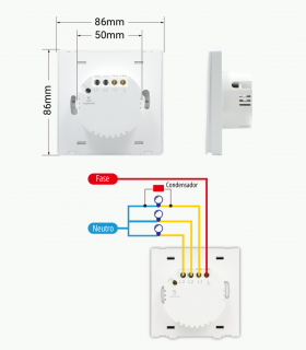 Interruptor inteligente WiFi Sem neutro Triplo botão