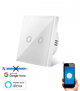 Interruptor Inteligente WiFi Sem neutro Tátil Duplo