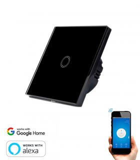 Interruptor inteligente WiFi Táctil  Simple Negro